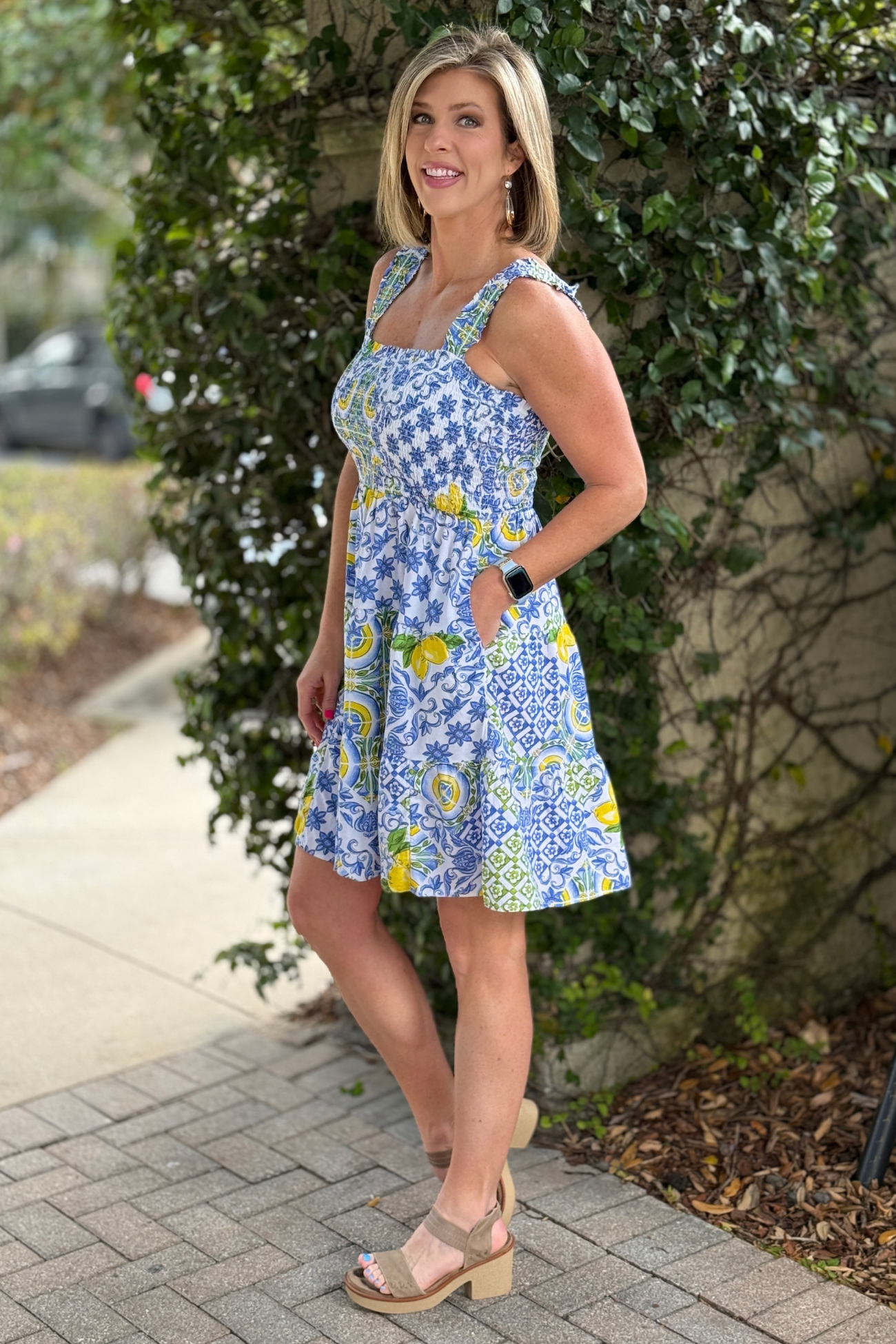 smocked bodice summer mini dress