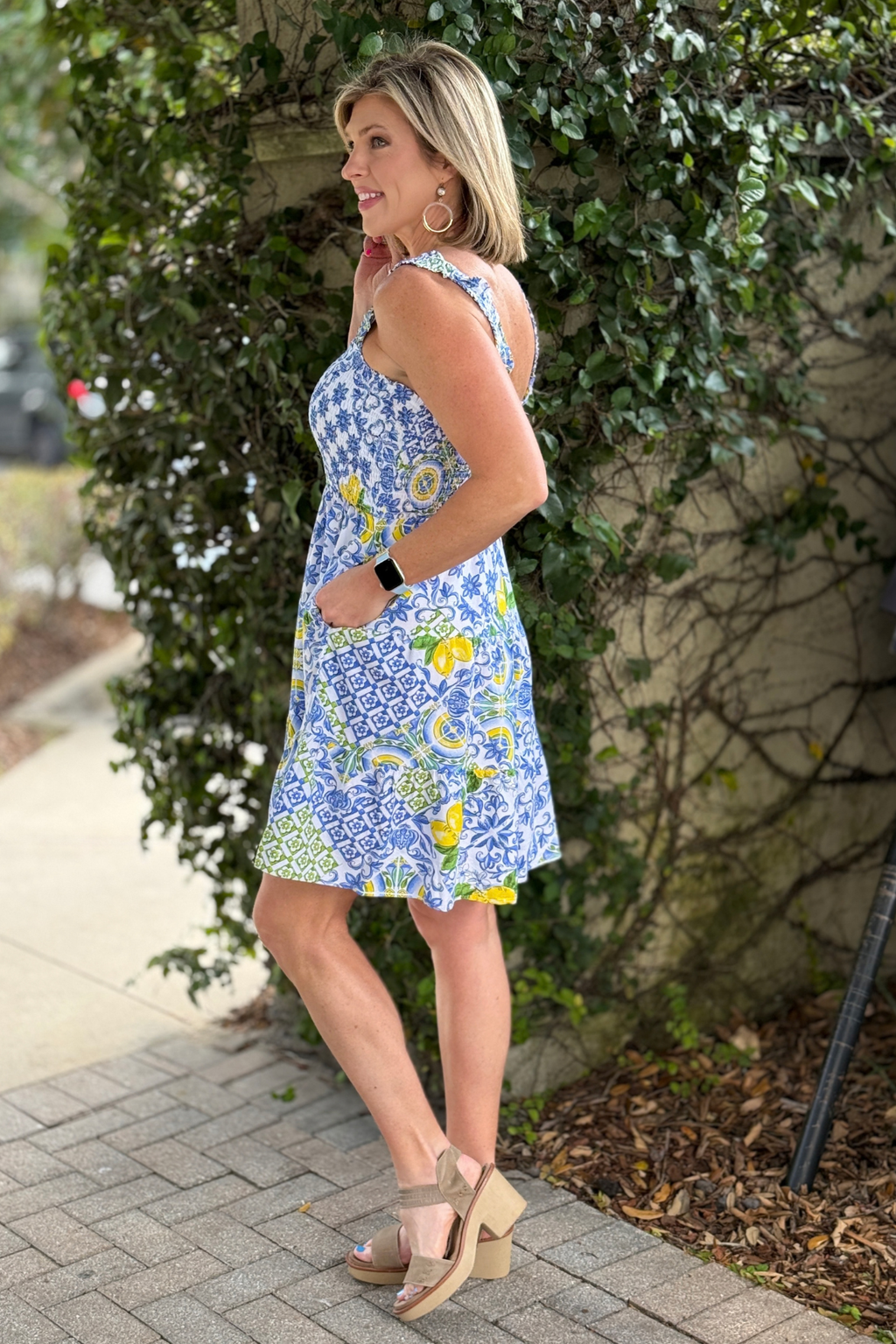 boutique lemon pattern summer dress